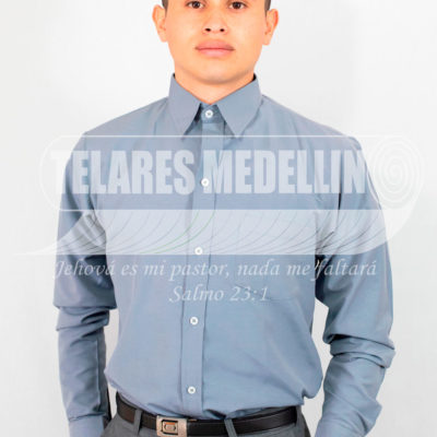 Camisa Manga Larga Gris Hombre