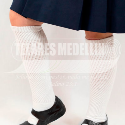 Calcetines Altos Acanalados Unisex Blanco